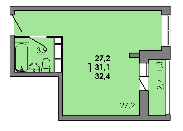 Планировка Студия 32,4 м²