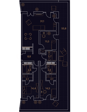 Планировка 4-комн 150,7 м²