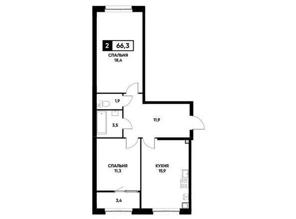 Планировка 2-комн 66,3 м²