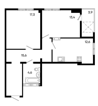Планировка 2-комн 67,4 м²