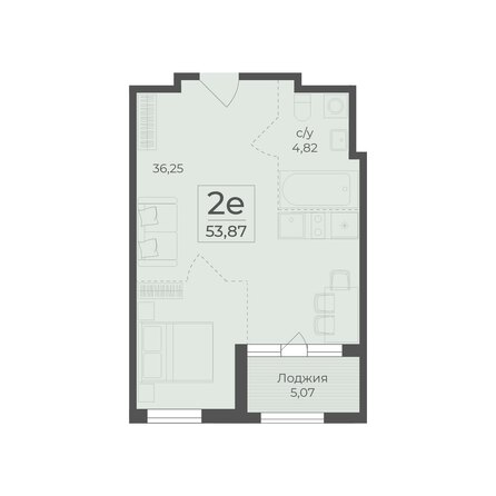 Планировка 2-комн 53,87 м²