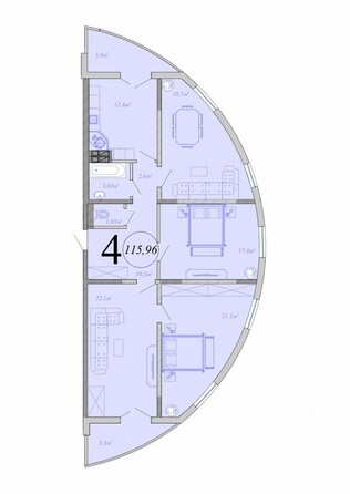 Планировка 4-комн 115,96 м²