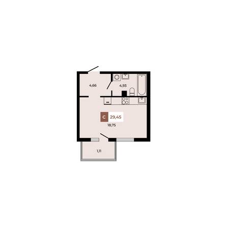 Планировка Студия 29,45 м²