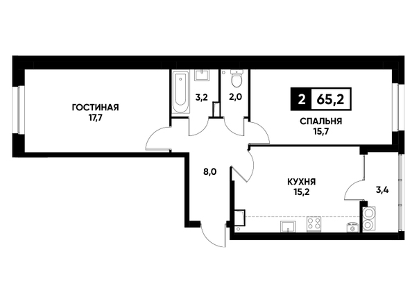 Планировка 2-комн 65,2 м²