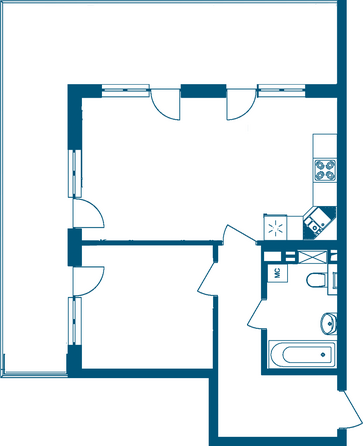 Планировка 2-комн 75,41 м²