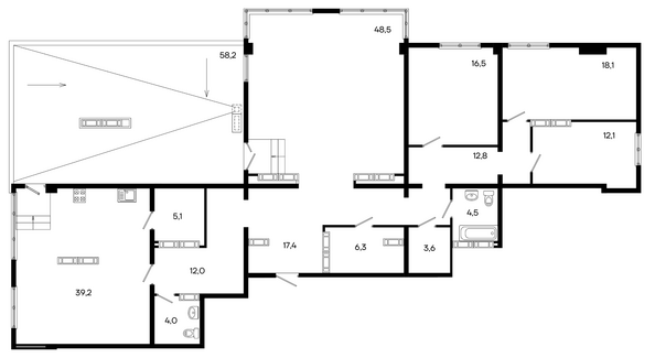Планировка 4-комн 258,3 м²