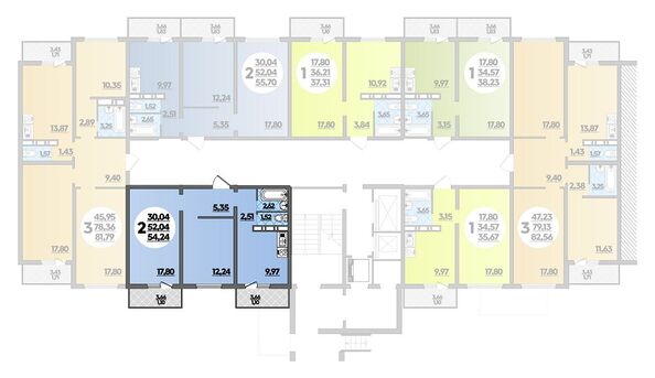 Планировка 2-комн 54,24 м²