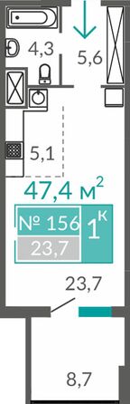 Планировка Номер 47,4 м²