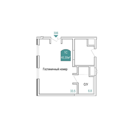 Планировка Студия 40,3 м²