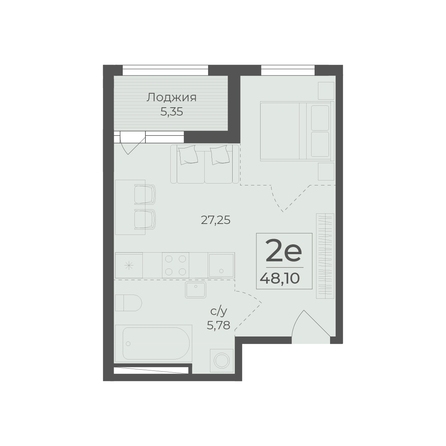 Планировка 2-комн 48,1 м²