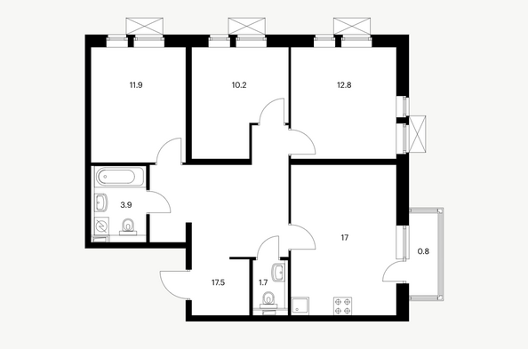 Планировка 3-комн 75,8 м²