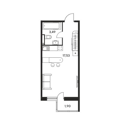 Планировка Студия 24,34 м²