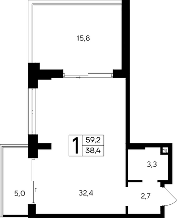 Планировка Апартамент 59,2, 60,3 м²