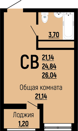 Планировка Студия 26,04 м²