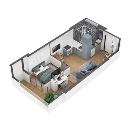 Планировка 1-комн 38,5 м²