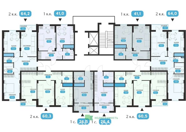 Планировка 2-комн 64,2 м²