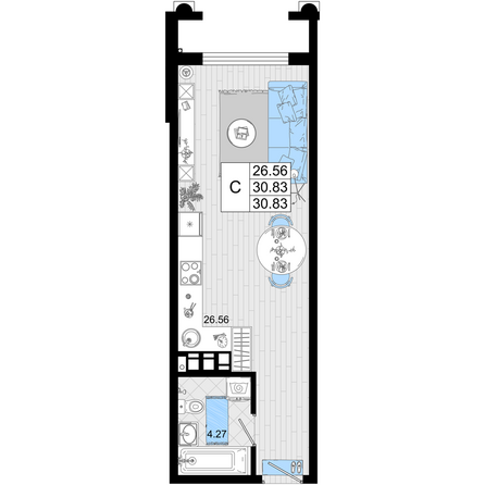 Планировка Студия 30,83 м²