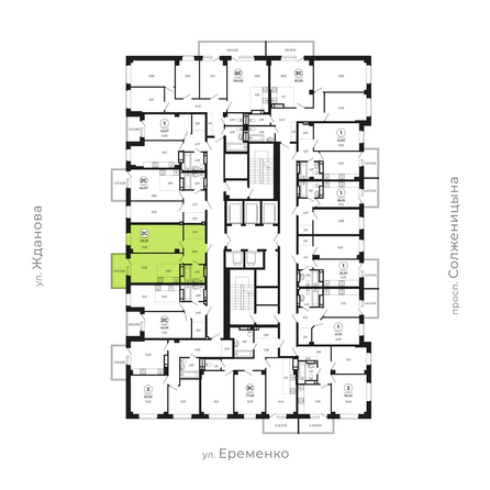 Планировка 2-комн 52,05 - 52,55 м²