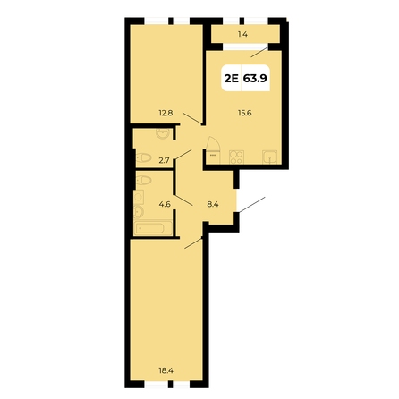 Планировка 2-комн 63,9 м²