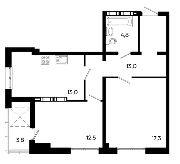 Планировка 2-комн 64,4 м²