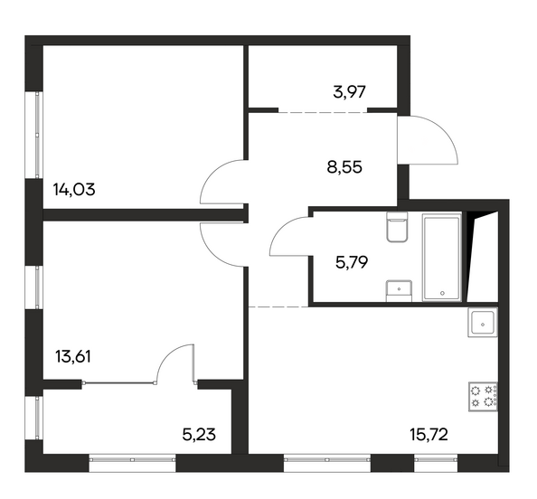 Планировка 2-комн 66,9 м²