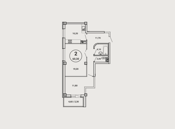 Планировка 2-комн 60,3 м²