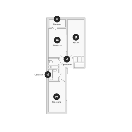 Планировка 2-комн 68,54 м²