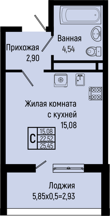 Планировка Студия 25,45 м²