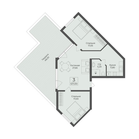 Планировка Апартамент 127 м²