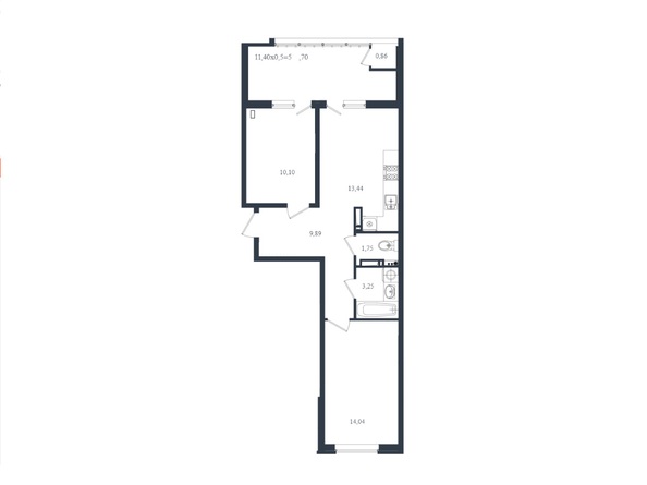 Планировка 2-комн 59,03 - 59,36 м²