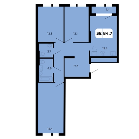 Планировка 3-комн 84,7 м²