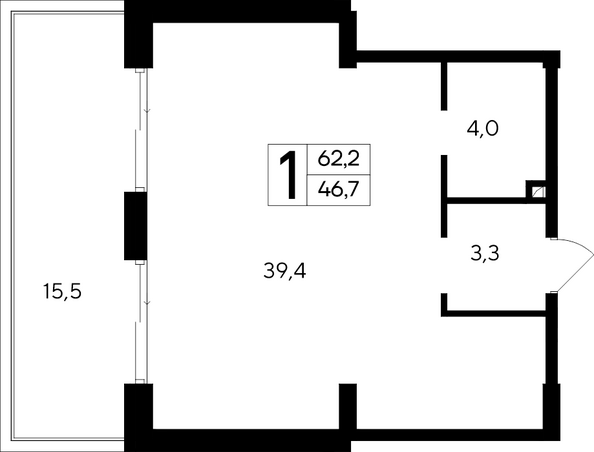 Планировка Апартамент 62,2 м²