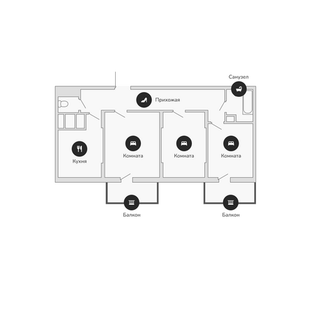 Планировка 3-комн 77,4 м²