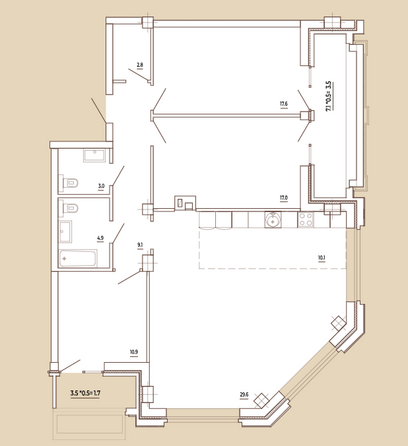 Планировка 4-комн 110 м²