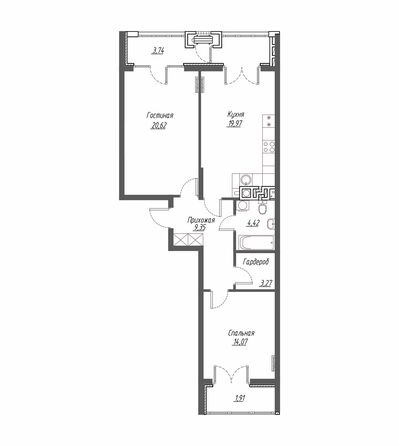 Планировка 2-комн 77,58 м²