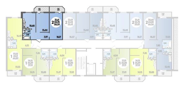 Планировка 2-комн 56,24 м²