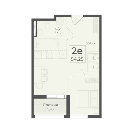 Планировка 2-комн 54,25 м²