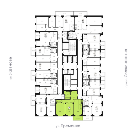 Планировка 3-комн 77,02 - 78,12 м²