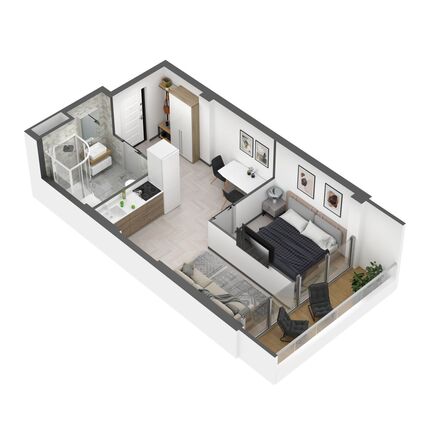 Планировка 1-комн 36,3 - 36,9 м²