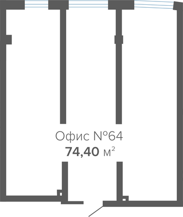 Планировка 1-комн 74,4 м²