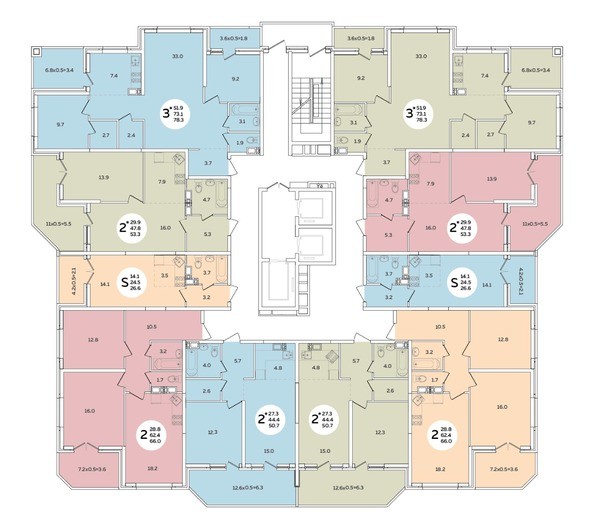 План 2-4 этажа