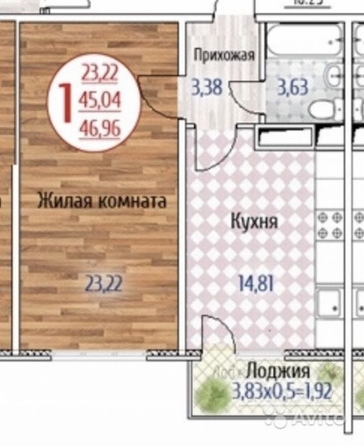 
   Продам 1-комнатную, 46 м², Солнечная ул, 55к22

. Фото 1.