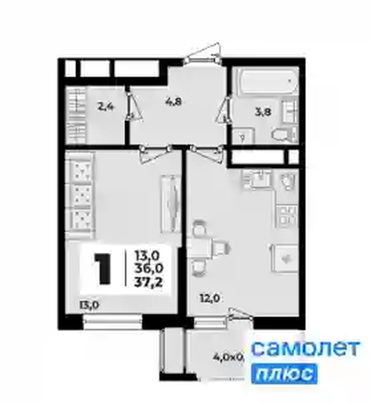 
   Продам 1-комнатную, 37.2 м², Родной дом 2, литера 1

. Фото 8.