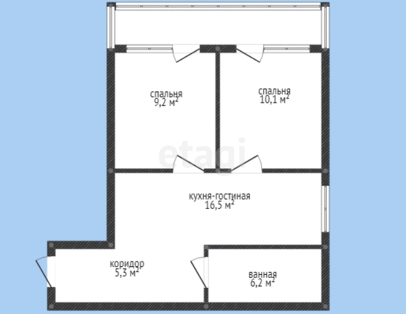 
   Продам 2-комнатную, 53 м², 

. Фото 1.