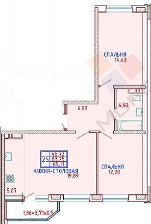 
   Продам 2-комнатную, 64 м², Героя Сарабеева В.И. ул, 3/1

. Фото 4.