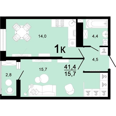 
   Продам 1-комнатную, 41.4 м², Горячий, литера 4

. Фото 1.