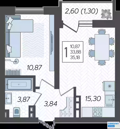 
   Продам 1-комнатную, 36.48 м², Ural (Урал)

. Фото 9.