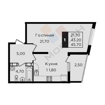 
   Продам 1-комнатную, 45.7 м², Мачуги В.Н. ул, 166к1

. Фото 8.