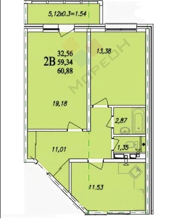 
   Продам 2-комнатную, 62 м², Домбайская ул, 10

. Фото 25.