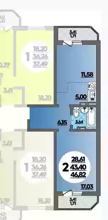 
   Продам 1-комнатную, 46.82 м², Генерала Трошева Г.Н. ул, 21

. Фото 9.